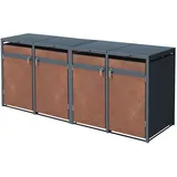ML-Design Mülltonnenbox 4Er 240L 264x80x116,3 cm Anthrazit-Rost-Optik Wetterfest