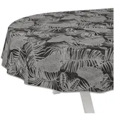 ANRO Tischdecke Tropika Schwarz abwaschbar Wachstuch pflegeleicht wasserabweisend (Einzelstück 1-tlg), Schmutzabweisend Nachttropik Grau Oval 240x140cm Gartentischdecke grau Oval | 140 cm x 240 cm