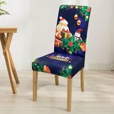 Hixingo Stuhlhussen 1 2 4 6er Set,Modisch Buntes Weihnachten Stretch Stuhlhussen Schwingstühle Waschbar Stuhlbezug,Esszimmerstühle Stuhlbezüge für Küche,Restaurant (2er Set,Dunkelblau)