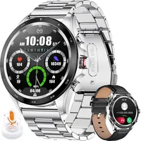 Smartwatch Herren mit Telefonfunktion, Aktivitätstracker Fitnessuhr Bluetooth Anruf mit Herzfrequenz Schlafmonitor 5ATM Wasserdicht Armbanduhr Spo... - Silber