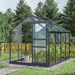 Gewächshaus RINCA aus Aluminium und 4mm Sicherheitsglas, anthrazit, 5,68m2 + Fundamentrahmen - Green Protect