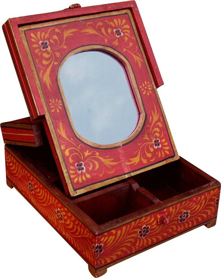 Guru-Shop Aufbewahrungsdose Spiegelschatulle Schmink Spiegel - rot rot 25 cm x 10 cm x 30 cm