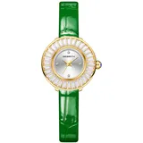 JewelryWe Damenuhr Analog Quarz Armbanduhr Elegant Schmal Trapezförmig Kristall Echtleder Leder Armband Uhr Damen 30m Wasserdicht Geschäft Lässige Uhren für Frauen Mädchen Grün
