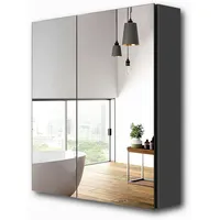 EMKE Spiegelschrank Badschrank mit Doppelseitiger Spiegel (Grau)