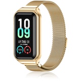 ZoRoll Armband Kompatibel mit Amazfit Band 7, Edelstahl Ersatzarmband Mesh Metall Uhrenarmband, Magnetisch Verstellbarer Ersatzband Kompatibel mit Amazfit Band 7 - Gold