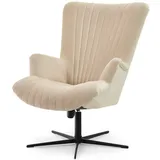 Compleo Sessel ESLO I Drehsessel Schaukelsessel Veloursstoff, bequem beige