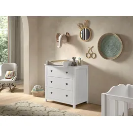 58 aufm Kessel WICKELKOMMODE SET Kamila 2tlg Weiß Kommode Wickelaufsatz