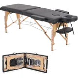 YOUNIKE Massageliege Klappbar 2 Zonen Massagetisch Spa Liege 60cm Breit Tragbare Massagebank Höhenverstellbarer Kosmetikliege mit mit Kopfstütze Armlehnen & Tasche Tattooliege, Schwarz