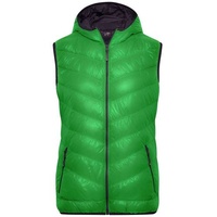 Ladies' Down Vest Ultraleichte sportliche Daunenweste mit Kapuze grün/grau, Gr. L