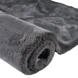 DEKOWE Fellteppich DEKOWE "Roger Deluxe", grau (anthrazit), B:70cm H:33mm L:120cm, Kunstfaser, Teppiche, Fellteppich, Kunstfell, Kaninchenfell-Haptik, besonders weicher Hochflor