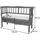 Mendler Sitzbank T207, Bank Truhenbank Staufach Kissen Holz 119cm ~ weiß, shabby