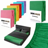 DH DEIN.HAUS Frottee Spannbettlaken 180 x 200 cm – Baumwolle, mit Gummizug, weich & pflegeleicht, Bettlaken – Farbe: dunkelgrün