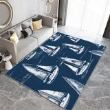 Generisch Teppich Wohnzimmer Handgezeichneter Stil Segelboot Teppich Flauschig Schlafzimmer Teppich Weich Esszimmer Teppich Kurzflor Outdoor Teppich Waschbarer Teppiche rutschfest Teppich 80 x 150 cm