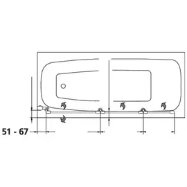 Kermi Vario 2000 Faltwand 3-flügelig für Badewanne V2 FW3