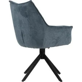 Mr. Deko Esszimmerstuhl 4er Set Ginosa blau mit Armlehnen | drehbarem Sitz – gepolstert | Blau