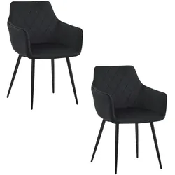 ALBATROS Esszimmerstühle 2er Set SALO, Schwarz - Modern und Stilvoll, bequemer Polsterstuhl - Eleganter Küchenstuhl, Stuhl Esszimmer
