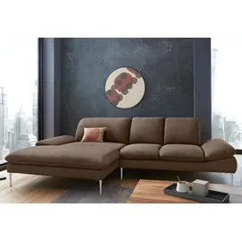 W.Schillig Ecksofa "enjoy&MORE, Designsofa, elegant und bequem, L-Form", braun (mocca s37), B:310cm H:87cm T:185cm, Chenille-Flachgewebe R66 (85% Polyester, 15% Nylon);Longlife Xtra-Leder Z59: Glattleder mit modischer Prägung.