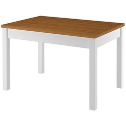 ERST-HOLZ Küchentisch Tisch 80×120 Esstisch Tischplatte Eichefarben weiße Beine Massivholz