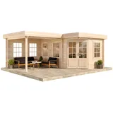 Alpholz 5-Eck Gartenhaus Pepe Flachdach Unbehandelt 422 cm x 274 cm