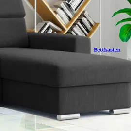 m-punkt Ecksofa TOKIO mit Bett und Bettkasten Sofa/Schlafsofa - Schwarz