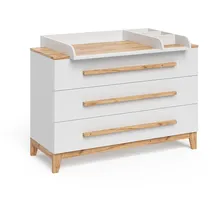VitaliSpa Wickelkommode Malia, Weiß/artisan, 133.2 X 98 cm, Mit 3 Schubladen, Vitalispa