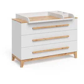 VitaliSpa Wickelkommode Malia, Weiß/artisan, 133.2 X 98 cm, Mit 3 Schubladen, Vitalispa