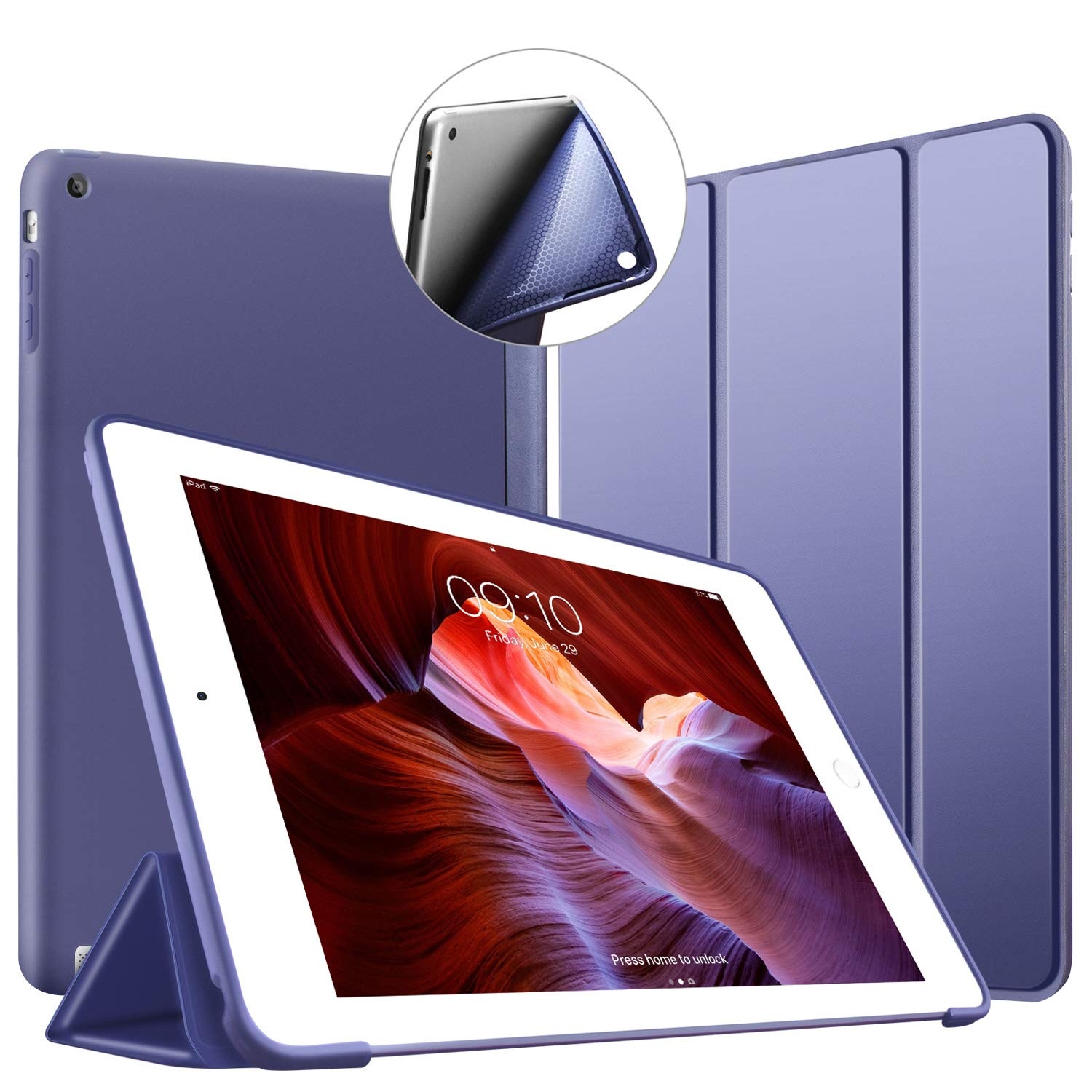 VAGHVEO Hülle für iPad 2/3/ 4 Dünne Leichtgewicht Ständer Schutzhülle [Auto Schlafen/Wecken] mit Flexibel Weicher TPU Rückseite Cover Leder Hüllen für Apple iPad 2/ iPad 3/ iPad 4 Retina, Marine Blau