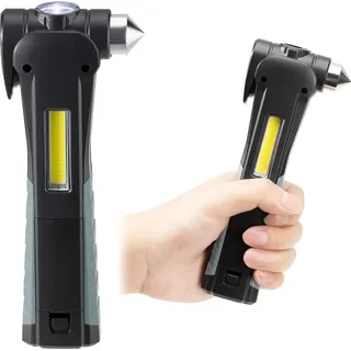 Navaris Sicherheitswerkzeug fürs Auto - Notfallhammer fürs Auto - Nothammer Auto - Mit Lampe und Notfallsirene - Mit Gurtschneider - Sicherheitshammer - Fensterbrecher