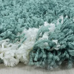 Carpetsale24 Hochflor Teppich Rauten Design Flauschiger Langflor Wohnzimmerteppich, Blau, 120 cm Rund