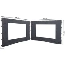 Quick Star 2 Seitenteile mit PE Fenster 300x197cm für Rank Pavillon 3x3m Seitenwand Anthrazit RAL 7012