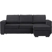 Carryhome Ecksofa, Anthrazit, Textil, Uni, 3-Sitzer, Ottomane rechts, seitenverkehrt montierbar, L-Form, 244x157 cm, Schlafen auf Sitzhöhe, Rücken echt, Wohnzimmer, Sofas & Couches, Wohnlandschaften, Ecksofas