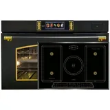 Kaiser Küchengeräte Backofen-Set Herd Set Autark Retro Backofen XXL Dampfbackofen 133 L, 90 cm, TFT FullTouch Display, 37 Programmen: 100 % Dampfgaren, Sous-Vide, Gären, Heißluft PLUS+Induktionskochfeld 77cm EH 9361 AD+KCT 7797 FI Em, mit 1-fach-Teleskopauszug schwarz
