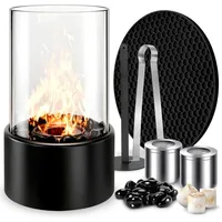 Bio Ethanol Tischkamin Mit Pu-pad Dekosteine Längere Brenndauer Tragbar Klein Für Innen Und Außen Balkon, Terrasse, Wohnung, Garten