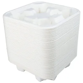 NATUREStar Becherhalter Quattro Zuckerrohr Weiss 21,5x21,5x4 cm Einweg Becher Halter Tragetablett Bechertablett