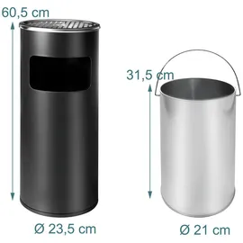 Relaxdays Standaschenbecher mit Inneneimer 30 l