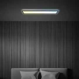 Briloner - LED Deckenlampe 98cm mit indirektem Licht, flach, dimmbar, Fernbedienung,