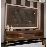 Casa Padrino Luxus TV Schrank Set Braun / Naturfarben