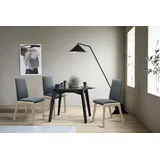 Polsterstuhl STRESSLESS "Laurel", blau (atlantic blau batick, schwarz), B:57cm H:92cm T:59cm, Leder BATICK: BATICK ist ein leicht korrigiertes, durchgefärbtes und genarbtes Möbelleder, bei dem die meisten Unebenheiten und Spuren in der Regel entfernt wurden., Stühle, Low Back, Größe L, mit abgerundeten Beinen in Schwarz