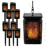 BLIXTAR 8x Solar 3in1 Garten LED Lampe, Laterne, Fackel Flammeneffekt Laterne