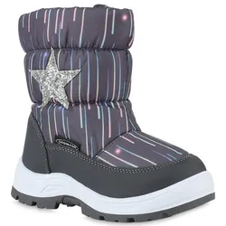 Kinder Winter Boots in Dunkelgrau Silber Muster