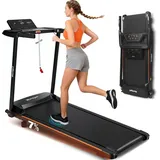 Worldgeil Laufband für Zuhause 14 km/h - Laufband Schreibtisch Klappbar mit Steigung - Treadmill for Home mit LED-Anzeige & Handlauf-Tasten zur Herzfrequenzmessung - Walking Pad