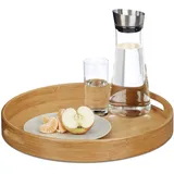 Relaxdays Tablett braun rund Ø 38,5 cm, 1 St.