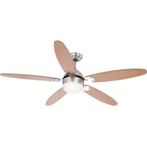 GLOBO Lighting - LED Deckenventilator mit Beleuchtung Deckenventilator mit Zugschalter, Sommer Winter, Flügel wendbar braun graphit 3 Stufen, 1x E14