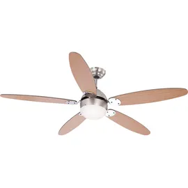 GLOBO Lighting - LED Deckenventilator mit Beleuchtung Deckenventilator mit Zugschalter, Sommer Winter, Flügel wendbar braun graphit 3 Stufen, 1x E14