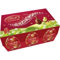 Lindt Schokolade LINDOR Eierkarton | 168 g | 6 x LINDOR Vollmilch Eier 28g mit zartschmelzender Füllung im Eierkarton | Oster Schokolade | Schokoladengeschenk | Ostereier | Schokoeier