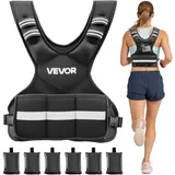 Vevor Gewichtsweste Verstellbar mit 6 Gewichtsbeuteln à 1 lbs für Individuelles Training, X-förmige Fitnessweste mit Reflektorstreifen und Schnallenriemen für Krafttraining Laufen und Joggen Schwarz