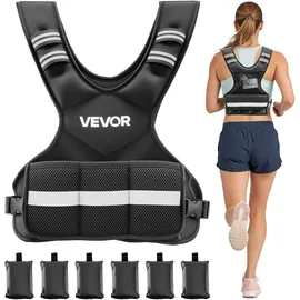 Vevor Gewichtsweste Verstellbar mit 6 Gewichtsbeuteln à 1 lbs für Individuelles Training, X-förmige Fitnessweste mit Reflektorstreifen und Schnallenriemen für Krafttraining Laufen und Joggen Schwarz