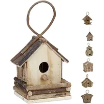 Relaxdays Vogelhaus zum Aufhängen, unbehandeltes Holz, Balkon, Garten, Nistkasten HxBxT: 32 x 18 x 14,5 cm, Natur,