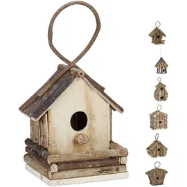 Relaxdays Vogelhaus zum Aufhängen, unbehandeltes Holz, Balkon, Garten, Nistkasten HxBxT: 32 x 18 x 14,5 cm, Natur,