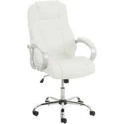 DELUKE® Bürostuhl SYDNEY - 113x66x70, Weiß | Kunstleder | Metall Gestell | ergonomische Bürostühle Homeoffice Stuhl mit Rollen